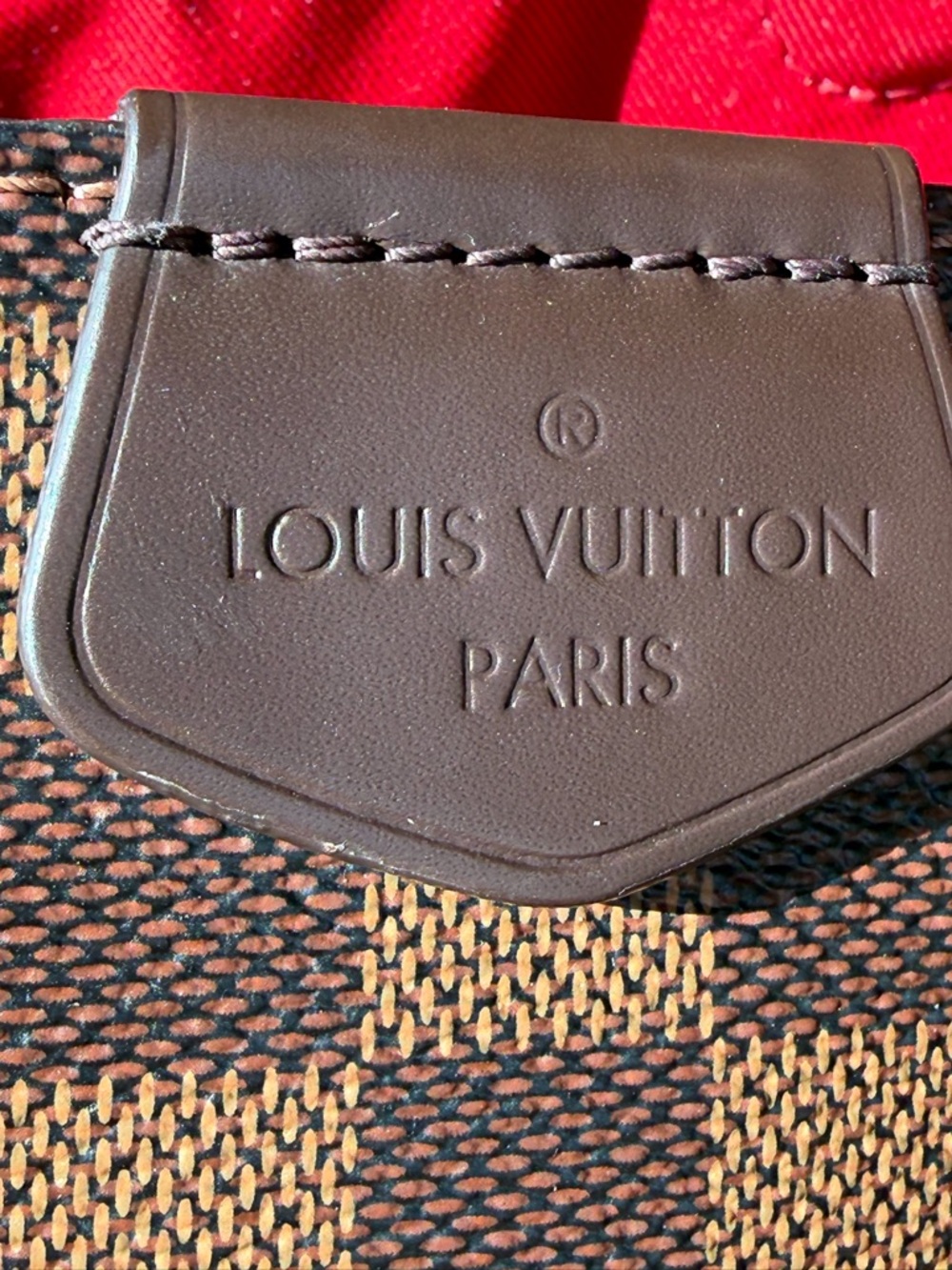 Louis Vuitton Brown Damier Shoulder Bag with Red Interior - Picture 9 of 10